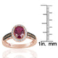 Suzy Levian Rose Sterling Silver Oval Cut Created Ruby Brown Cubic Zirconia Engagement Ring