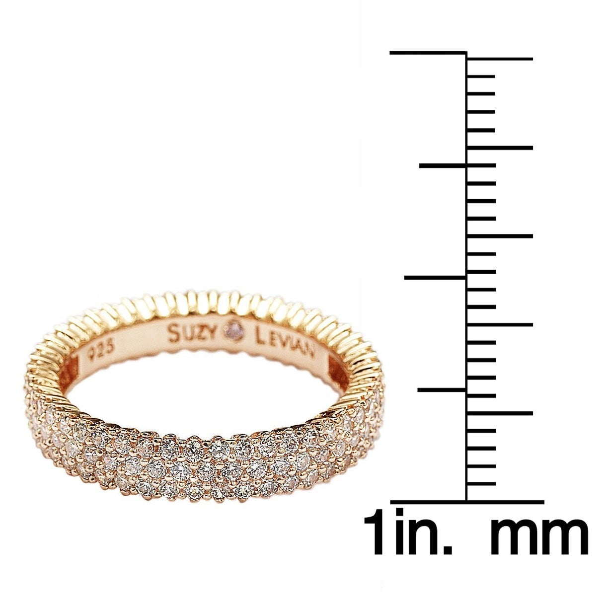 Suzy Levian Rosed Sterling Silver Micro-Pave White Cubic Zirconia Eternity Band