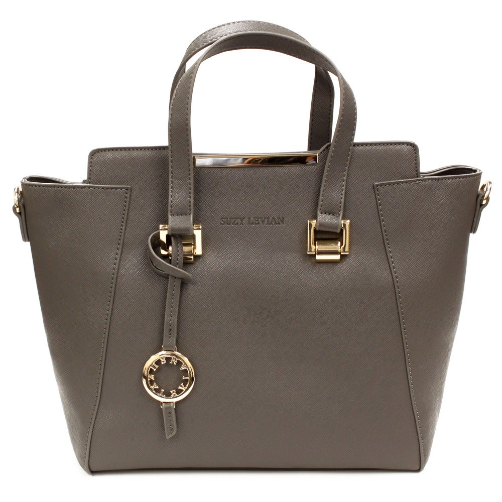 Suzy Levian Saffiano Faux Leather Satchel Handbag