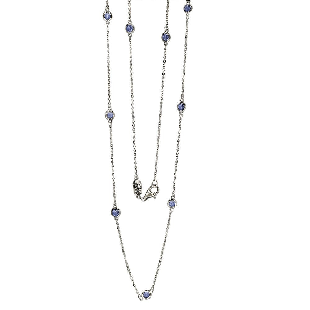 Suzy Levian Sapphire 1.80cttw Sterling Silver Station Necklace