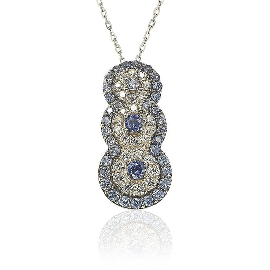 Suzy Levian Sapphire and Diamond Accent Sterling Silver Graduating Pendant