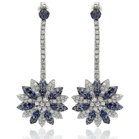 Suzy Levian Sapphire and Diamond in Sterling Silver and 18K Gold Earring