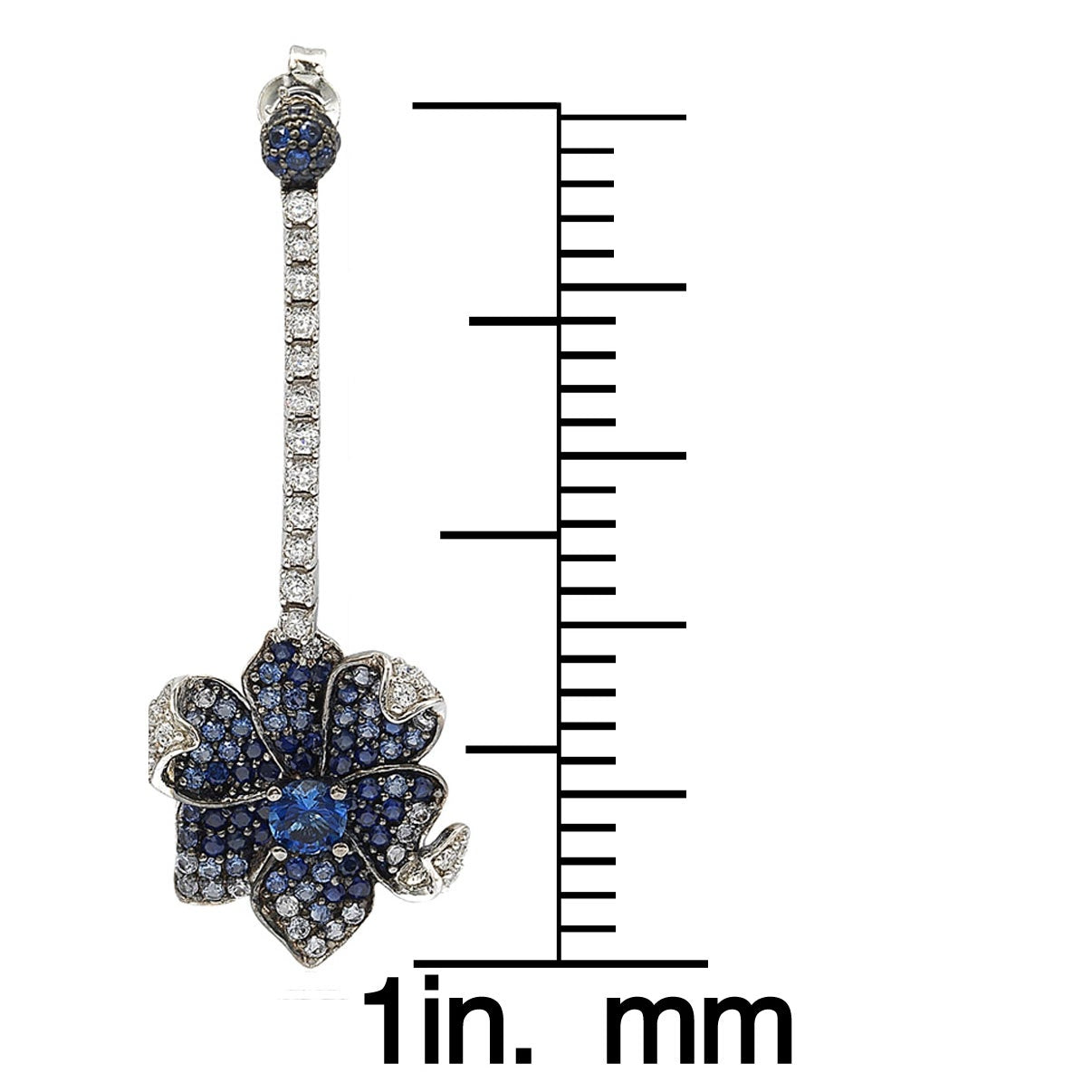 Suzy Levian Sapphire and Diamond in Sterling Silver Flower Earrings