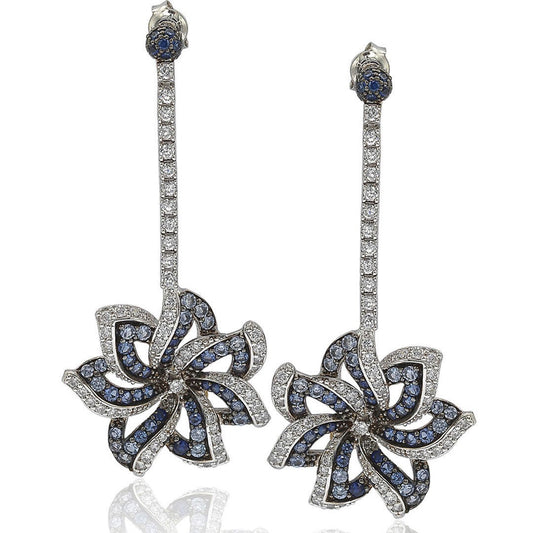 Suzy Levian Sapphire and Diamond Accent in Sterling Silver Earrings