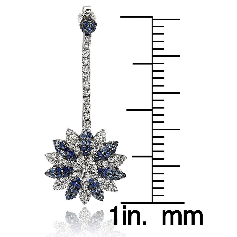 Suzy Levian Sapphire and Diamond in Sterling Silver and 18K Gold Earring