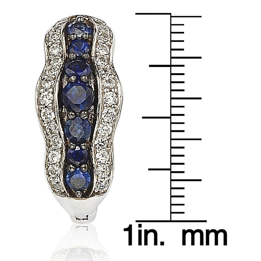 Suzy Levian Sapphire and Diamond in Sterling Silver and 18K Gold Earring