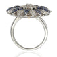 Suzy Levian Sapphire and Diamond in Sterling Silver and 18K Gold Logo Ring