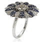 Suzy Levian Sapphire and Diamond in Sterling Silver and 18K Gold Logo Ring