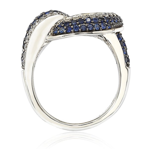 Suzy Levian Sapphire and Diamond in Sterling Silver and 18K Gold Love Knot Ring