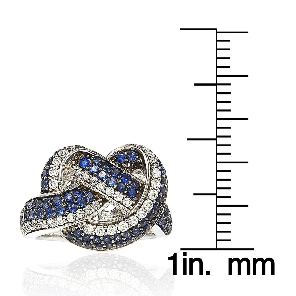 Suzy Levian Sapphire and Diamond in Sterling Silver and 18K Gold Love Knot Ring