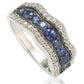 Suzy Levian Sapphire and Diamond Accent in Sterling Silver Wavy Ring