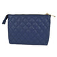 Suzy Levian Small Faux Leather Quilted Clutch Handbag, Navy