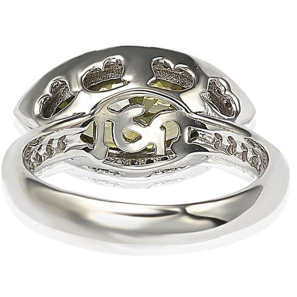 Suzy Levian Sterling Silver Bezel Marquise Simulated Peridot Ring