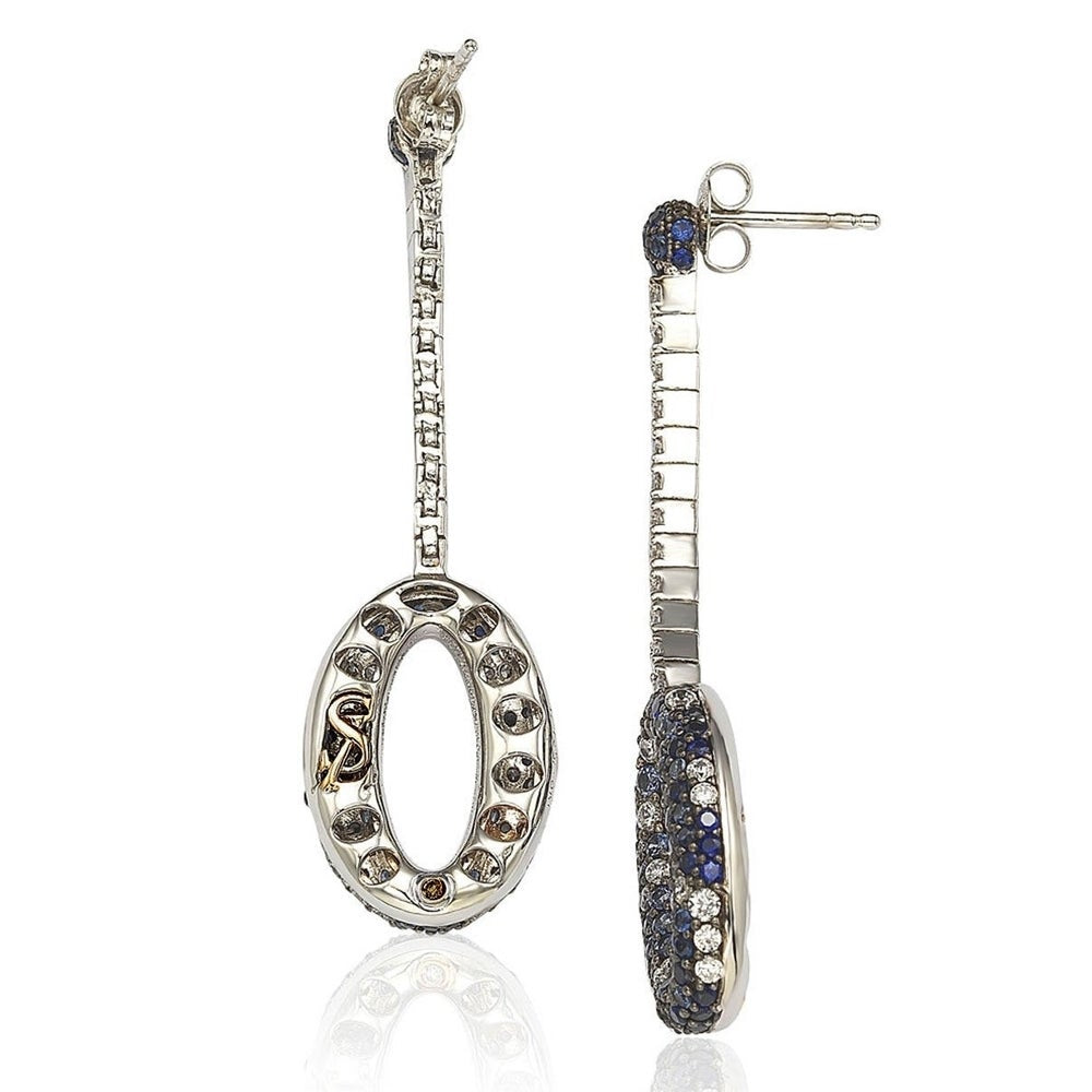 Suzy Levian Sterling Silver 4 2/3ct TGW Sapphire and Diamond Accent Pave Earrings