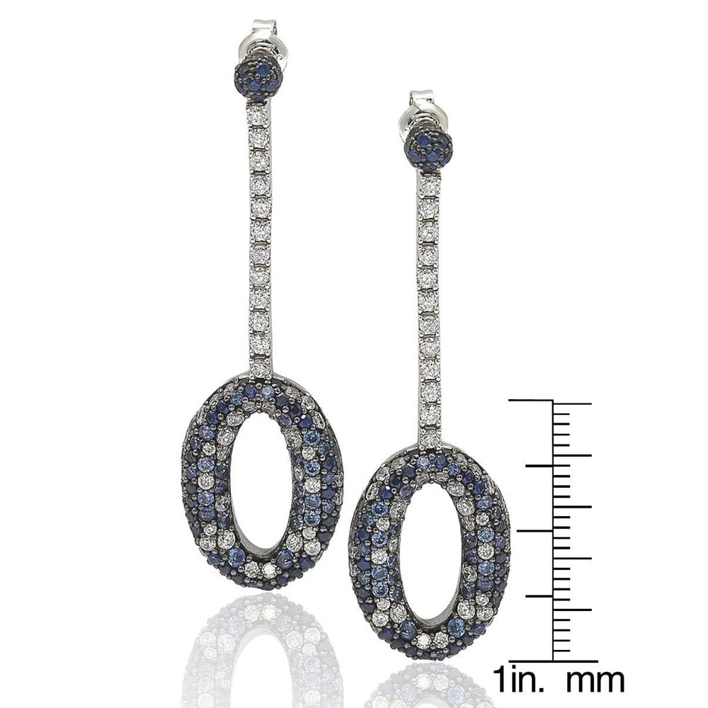 Suzy Levian Sterling Silver 4 2/3ct TGW Sapphire and Diamond Accent Pave Earrings