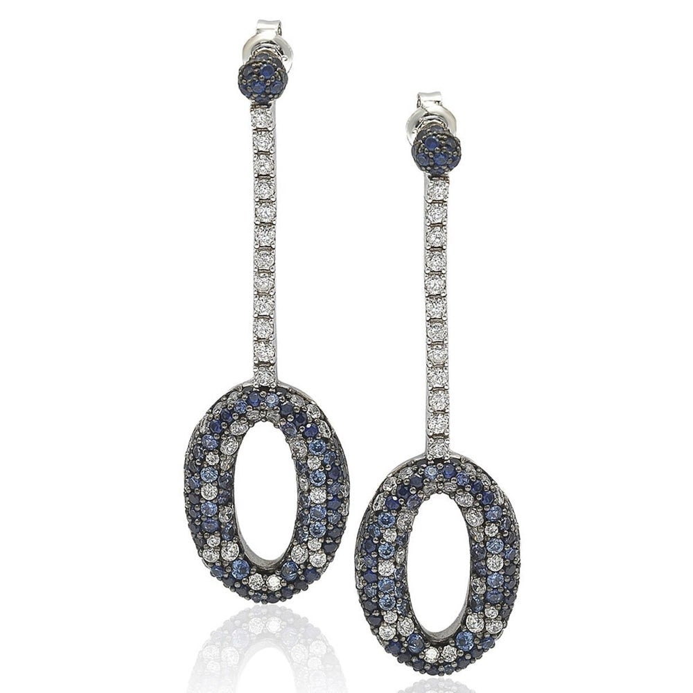 Suzy Levian Sterling Silver 4 2/3ct TGW Sapphire and Diamond Accent Pave Earrings