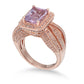 Suzy Levian Sterling Silver 4.3 TCW Emerald-Cut Purple Amethyst Ring