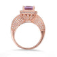 Suzy Levian Sterling Silver 4.3 TCW Emerald-Cut Purple Amethyst Ring