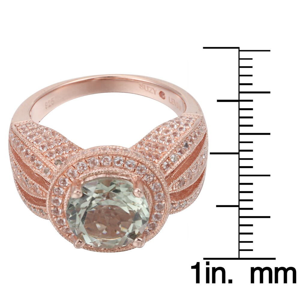 Suzy Levian Sterling Silver 4.53 TCW Green Amethyst Ring