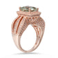 Suzy Levian Sterling Silver 4.6 cttw Emerald-Cut Green Amethyst Ring