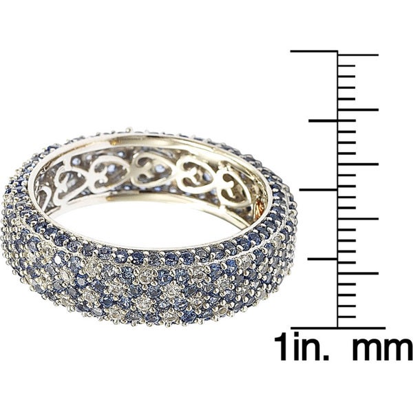 Suzy Levian Sterling Silver 5 1/3ct TGW Sapphire and Diamond Accent Eternity Pave Ring