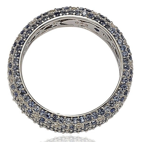 Suzy Levian Sterling Silver 5 1/3ct TGW Sapphire and Diamond Accent  Eternity Pave Ring