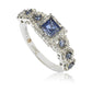 Suzy Levian Sterling Silver Assher Cut Sapphire and Diamond Accent Bridal Engagement Ring