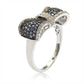 Suzy Levian Sterling Silver Blue & White Sapphire & Diamond Accent Bow Ring