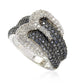 Suzy Levian Sterling Silver Blue & White Sapphire & Diamond Accent Buckle Ring