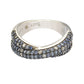 Suzy Levian Sterling Silver Blue & White Sapphire & Diamond Accent Petite Pave Crossover Ring