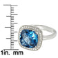 Suzy Levian Sterling Silver Blue and White Cubic Zirconia Halo Ring