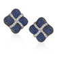 Suzy Levian Sterling Silver Blue and White Sapphire Wrapped Cushion Earrings