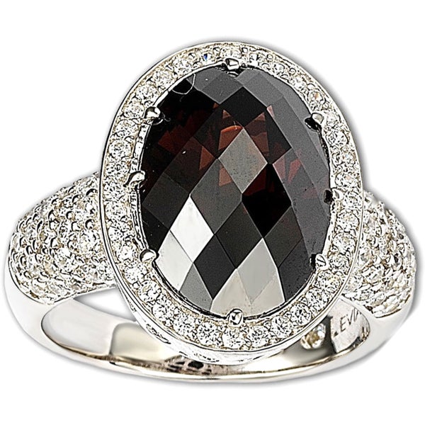 Suzy Levian Sterling Silver Brown Cubic Zirconia Checkered Cut Ring