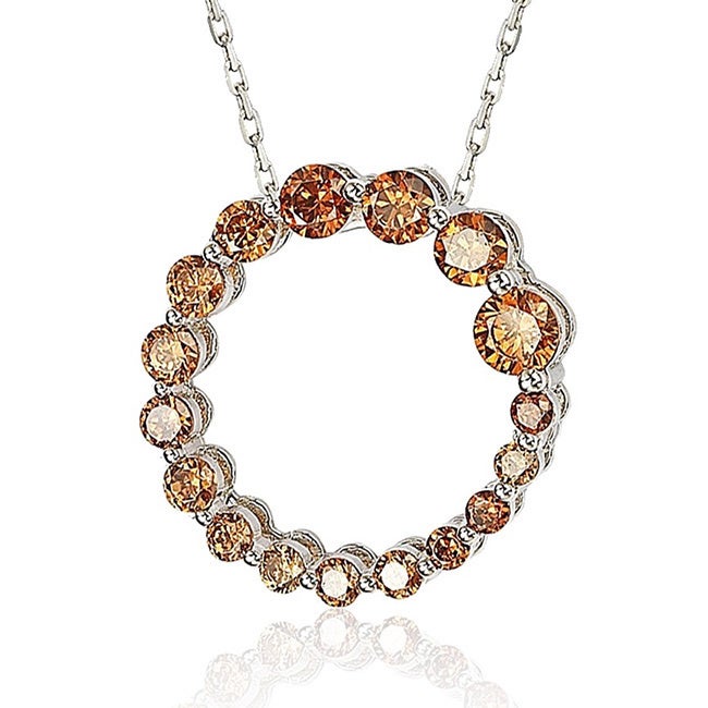 Suzy Levian Sterling Silver Brown Cubic Zirconia Circle Journey Necklace