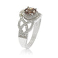 Suzy Levian Sterling Silver Brown Cubic Zirconia Crossover Bridal Ring