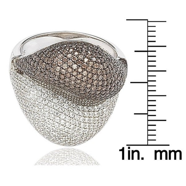 Suzy Levian Sterling Silver Brown Cubic Zirconia Micro Pave Ring