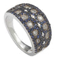 Suzy Levian Sterling Silver Blue & White Cubic Zirconia Mosaic Ring