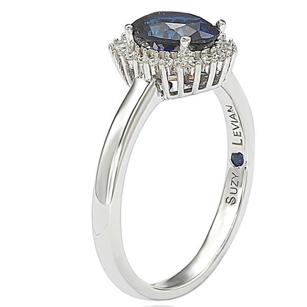 Suzy Levian Sterling Silver Blue & White Cubic Zirconia Ring
