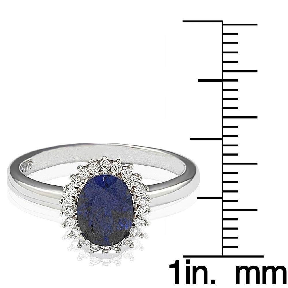 Suzy Levian Sterling Silver Blue & White Cubic Zirconia Ring