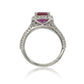 Suzy Levian Sterling Silver Asscher-cut Created Ruby Cubic Zirconia Halo Ring