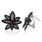 Suzy Levian Sterling Silver Created Ruby and Black and White Cubic Zirconia Floral Earrings