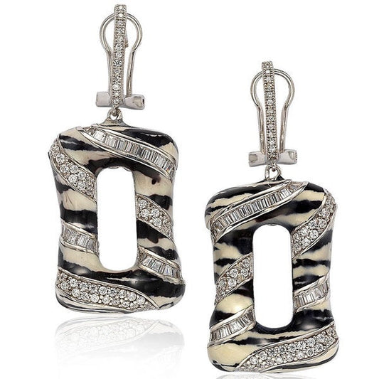 Suzy Levian Sterling Silver Cubic Zirconia Animal Print Earrings