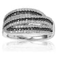 Suzy Levian Sterling Silver Cubic Zirconia Black & White Stripe Ring