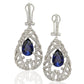 Suzy Levian Sterling Silver Cubic Zirconia Blue Pear Solitaire Earrings