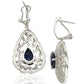 Suzy Levian Sterling Silver Cubic Zirconia Blue Pear Solitaire Earrings