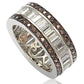 Suzy Levian Sterling Silver Cubic Zirconia Brown and White Baguette Eternity Band