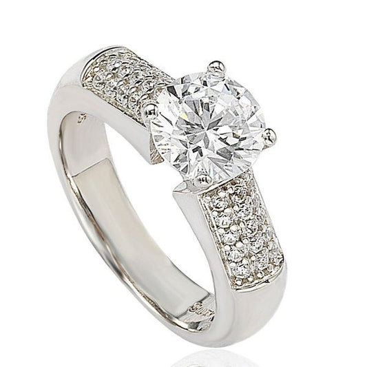 Suzy Levian Sterling Silver Cubic Zirconia Engagement Ring