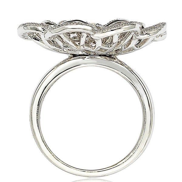 Suzy Levian Sterling Silver Cubic Zirconia Flower Ring