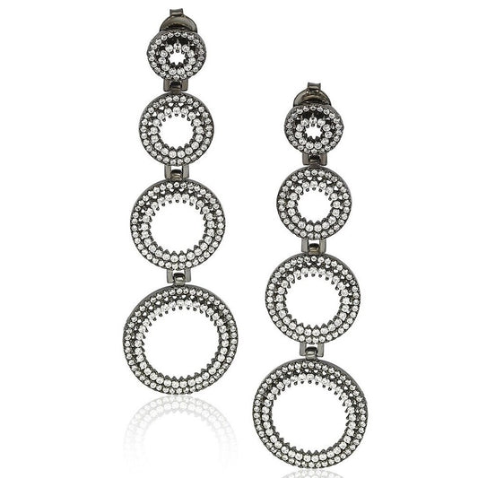 Suzy Levian Sterling Silver Cubic Zirconia Graduating Circle Earrings