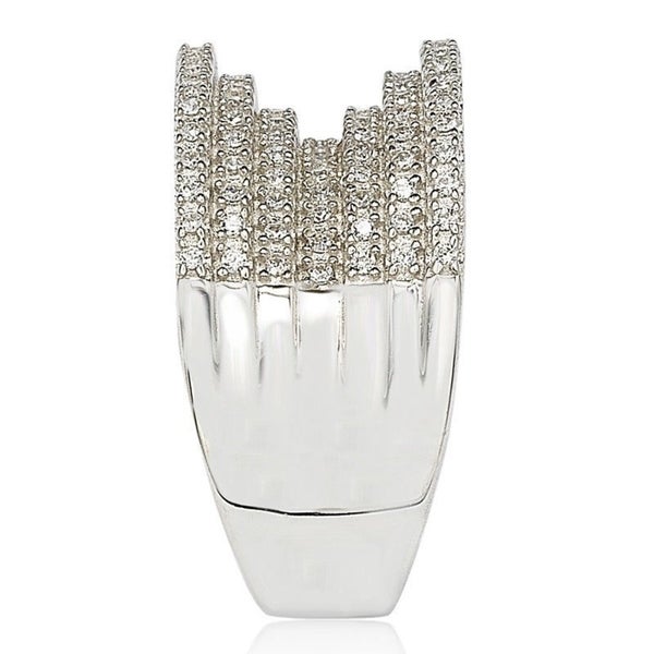 Suzy Levian Sterling Silver Cubic Zirconia Micro Pave Concave Ring
